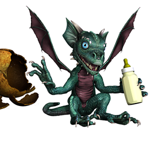 <b>Kocher Dragon</b> ist ein männliches Drachenbaby. Mit der richtigen Pflege wird es schnell wachsen und stark genug zum Fliegen werden.