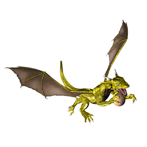 <b>Aurin-Ever III</b> ist ein Drachenkind. Nun ist der richtige Moment, dem Kleinen Fliegen, Feuerspucken usw. beizubringen.