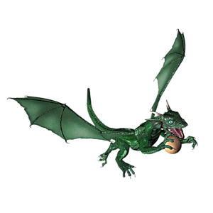 <b>GreenLady</b> ist ein Drachenkind. Nun ist der richtige Moment, dem Kleinen Fliegen, Feuerspucken usw. beizubringen.